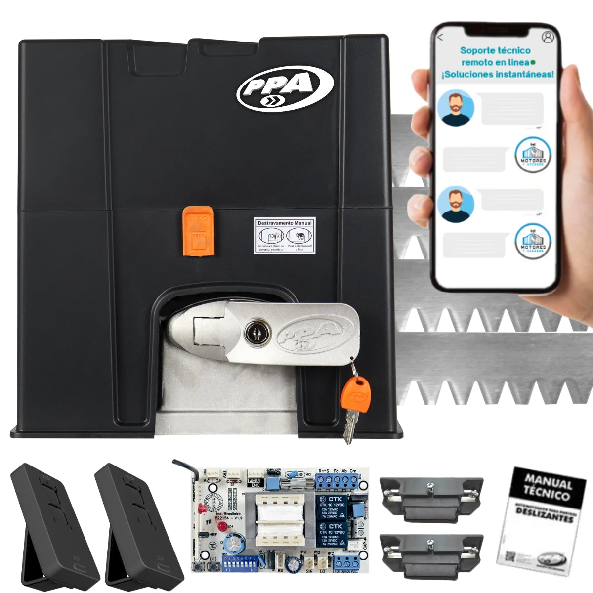 Motor Portón Corredizo Dz Eurus Mono Cremallera Acero Ppa