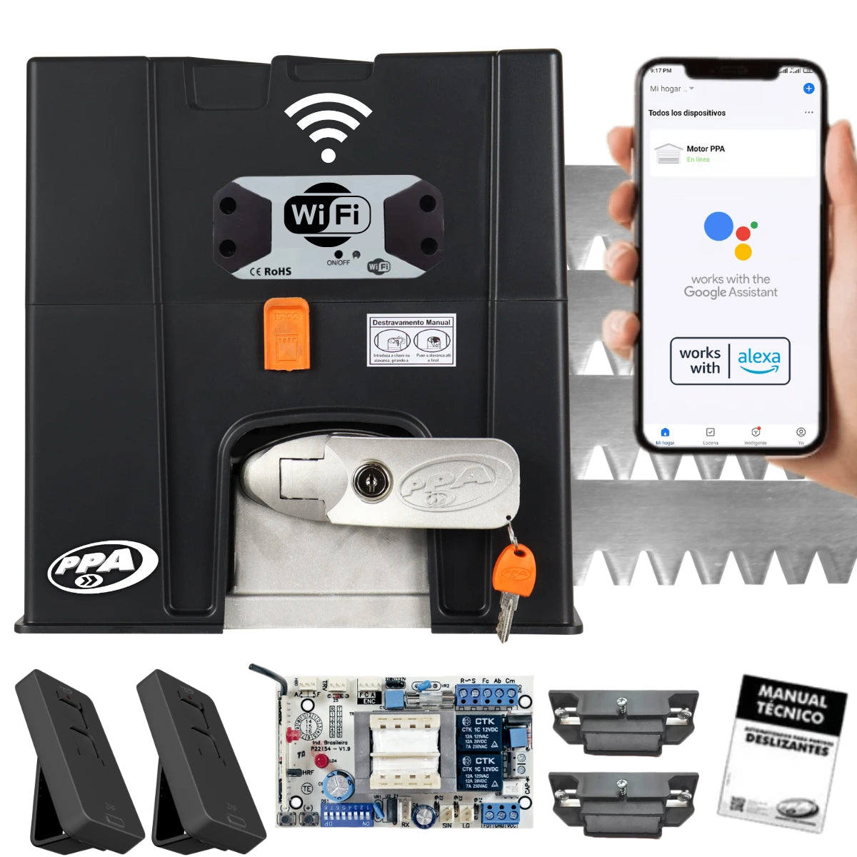 Motor Portón Corredizo Dz Eurus Mono Cremallera Acero Ppa