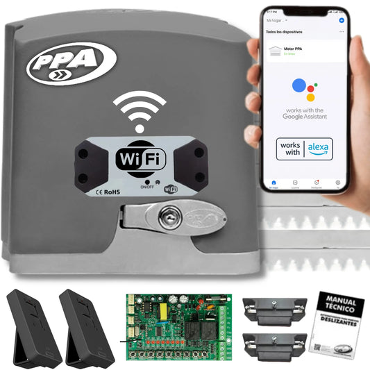 Motor PPA DZ Rio 500 Monofásico para portones corredizos, capacidad de 500 kg, con la inclusión de modulo Wifi.