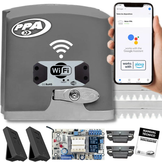 Motor PPA DZ Rio 700 Monofásico para portones corredizos, capacidad de 700 kg, con la inclusión de modulo Wifi.